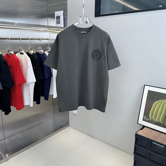 Серая оверсайз футболка Chrome Hearts Premium