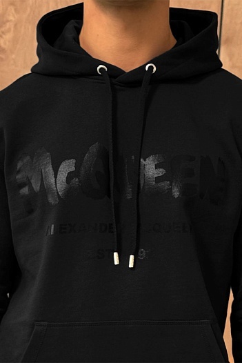 Чёрное худи Alexander McQueen graffiti logo-print   