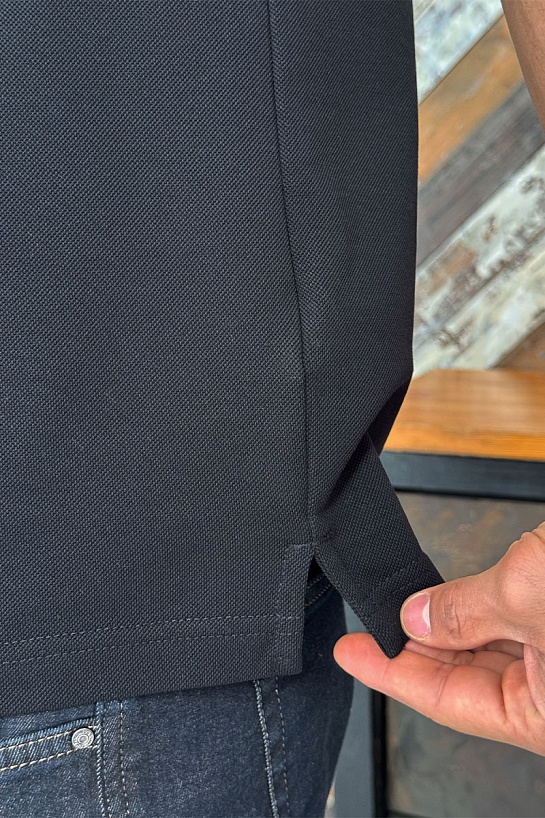 Мужское чёрное поло Burberry check collar