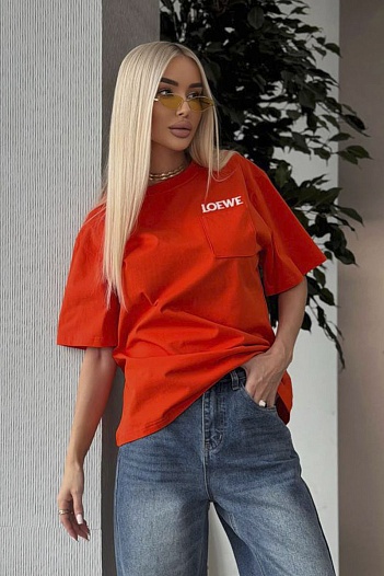 Женская оверсайз футболка Loewe premium - Orange   