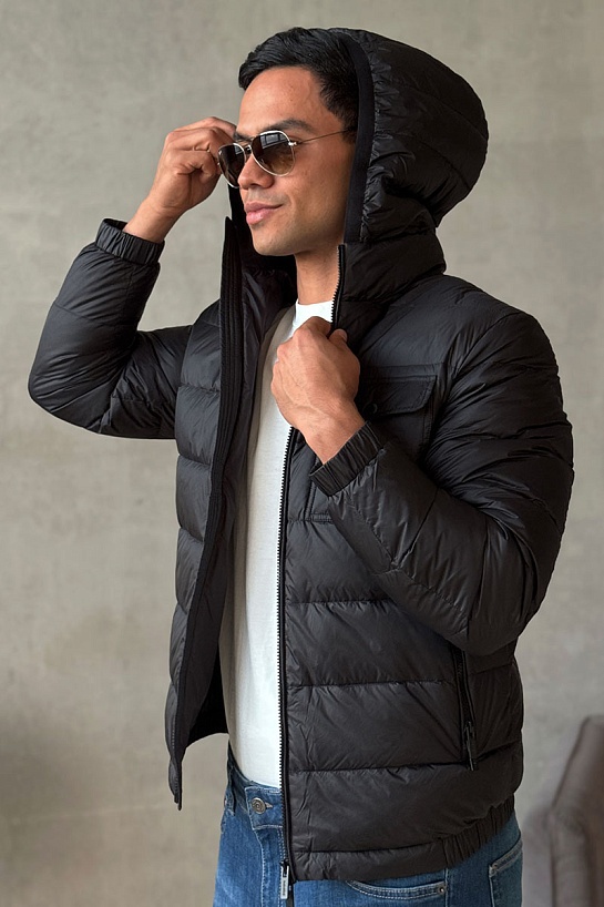 Мужской пуховик Prada logo-plaque - Black