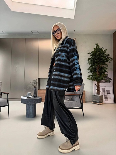 Женская утеплённая рубашка в клетку Chrome Hearts Premium   