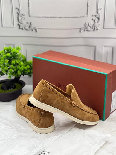 Замшевые лоферы Loro Piana Summer Walk - Beige   