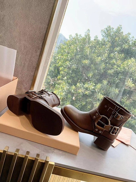 Женские кожаные ботинки MIU MIU Ankle Premium