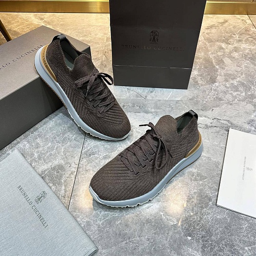 Мужские кроссовки Brunello Cucinelli knitted - Brown   