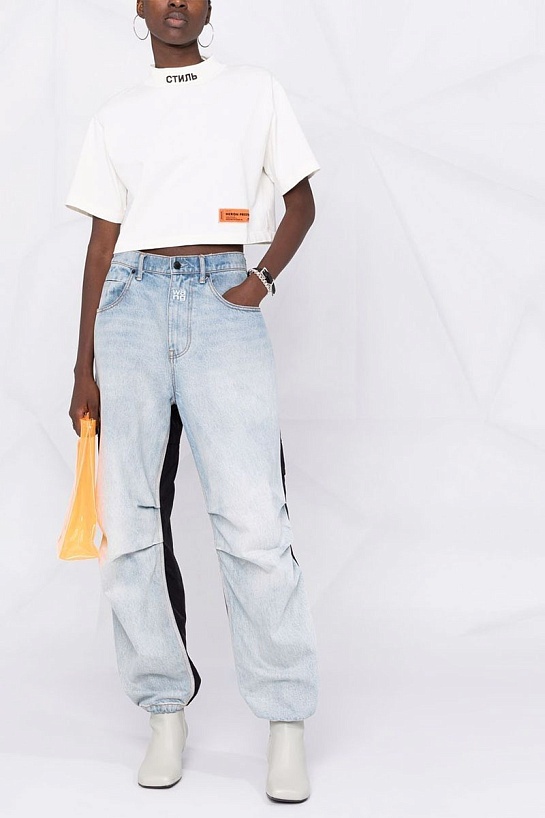Белая футболка Heron Preston СТИЛЬ-logo cropped