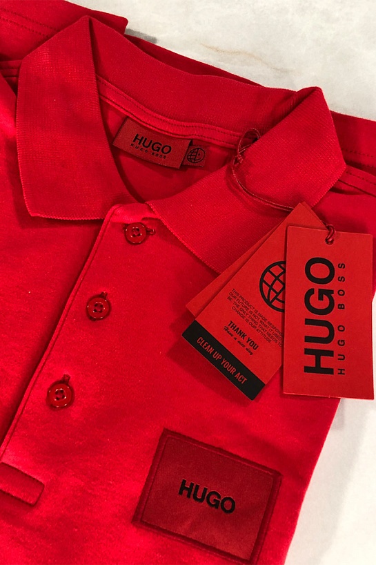 Красное мужское поло Hugo Boss