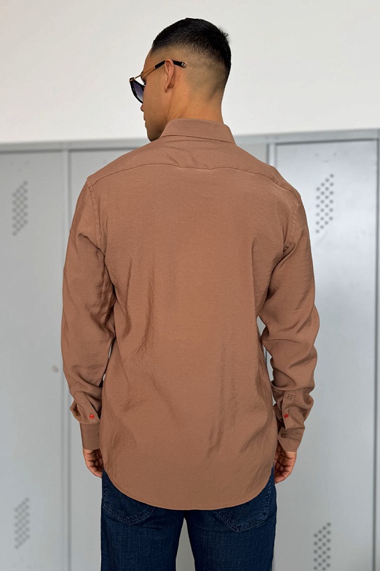 Мужская рубашка Hermes H embroidered - Brown