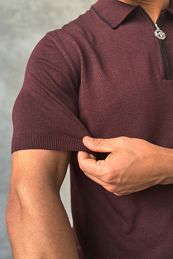 Мужское поло Stefano Ricci Eagle zip-neck - Burgundy   