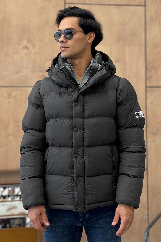 Серая куртка со съёмными рукавами Burberry Lockwell logo-patch