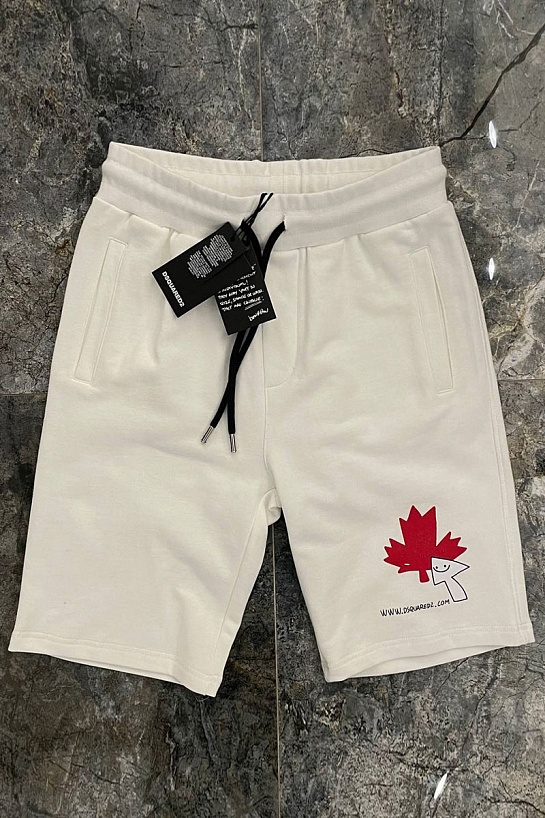 Белые мужские шорты Dsquared2 maple leaf-print