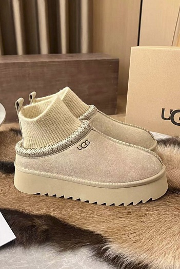 Женские замшевые ботинки UGG Tazz Platform - Beige   