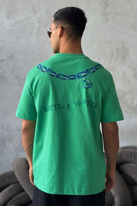 Оверсайз футболка Bottega Veneta chain print - Green