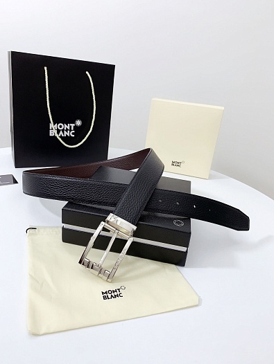 Двусторонний кожаный ремень Montblanc Premium (ширина 3.5 см)   