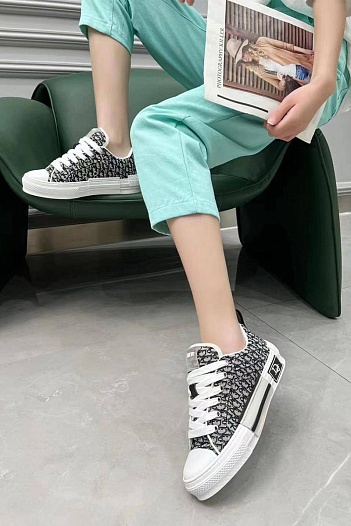Женские кроссовки Dior Oblique B23 low-top - Black   