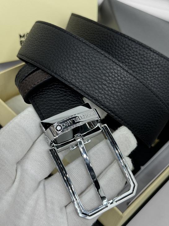 Двусторонний кожаный ремень Montblanc Premium (ширина 3.5 см)