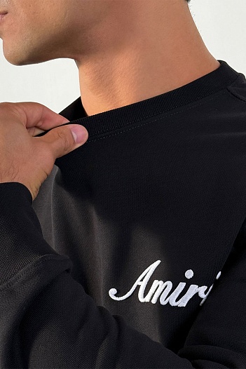 Мужской чёрный свитшот Amiri script embroidery   