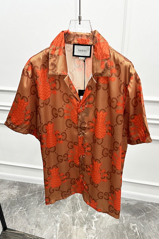 Мужская рубашка Gucci logo all-over - Brown