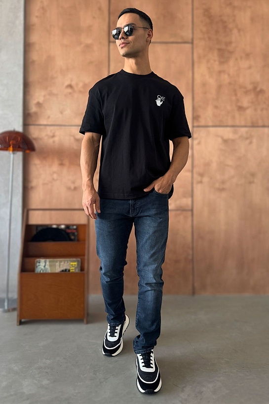 Чёрная оверсайз футболка Off-White Bubble Arrows