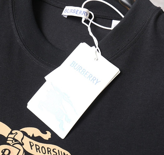 Мужская чёрная футболка Burberry Equestrian Knight   