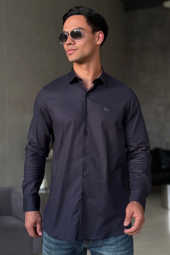 Мужская рубашка Burberry logo-embroidered - Navy   