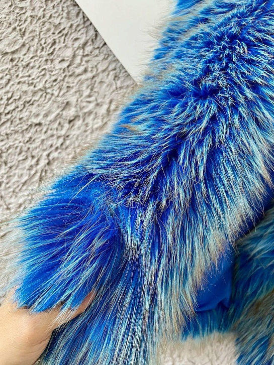 Женская эко шуба синего цвета