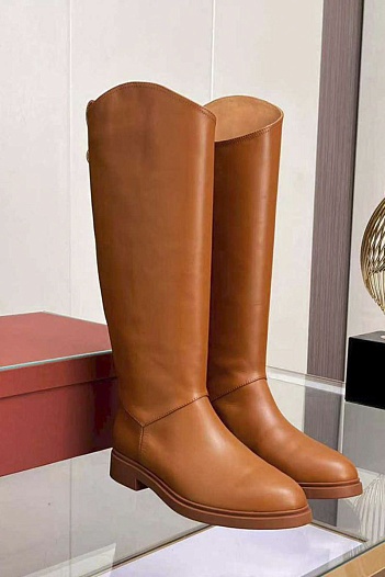 Женские кожаные сапоги Loro Piana premium - Chestnut   