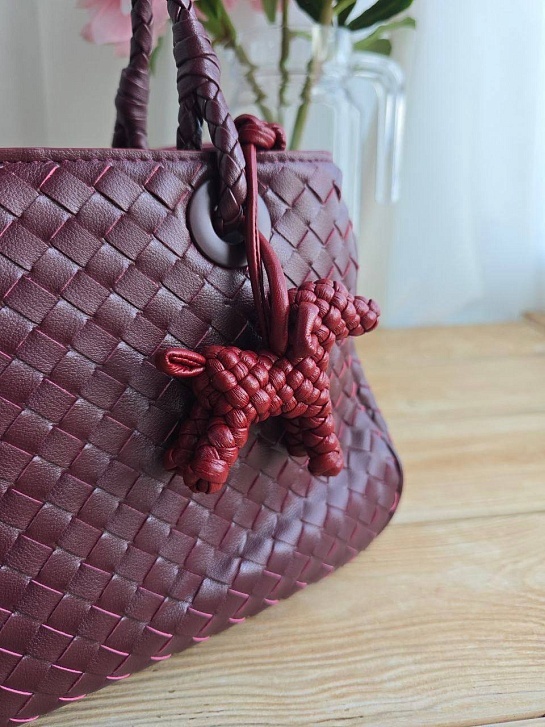 Кожаная сумка Bottega Veneta Basket 30x20 см - Burgundy