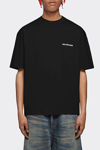 Чёрная оверсайз футболка Balenciaga Medium Fit Vintage   