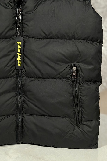 Мужской чёрный жилет Palm Angels с капюшоном   