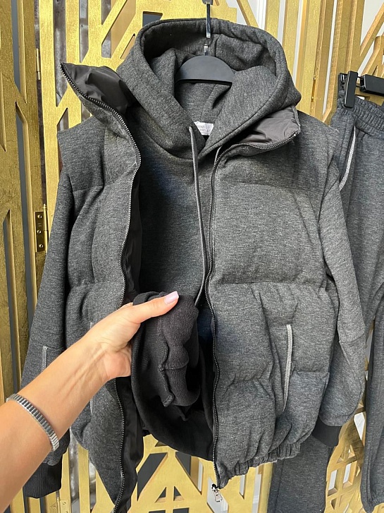 Женский тёмно-серый костюм тройка Brunello Cucinelli