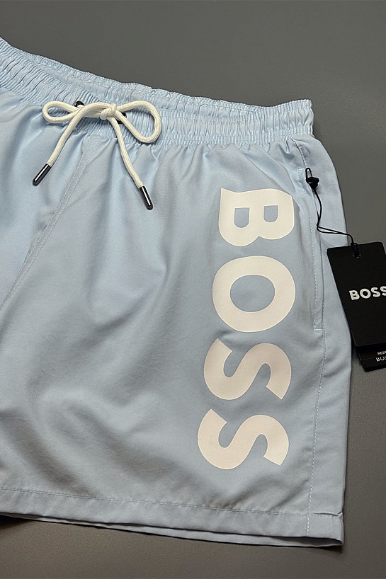 Мужские голубые шорты Hugo Boss logo-print