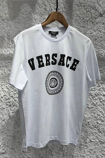 Мужская белая футболка Versace logo-print Medusa   