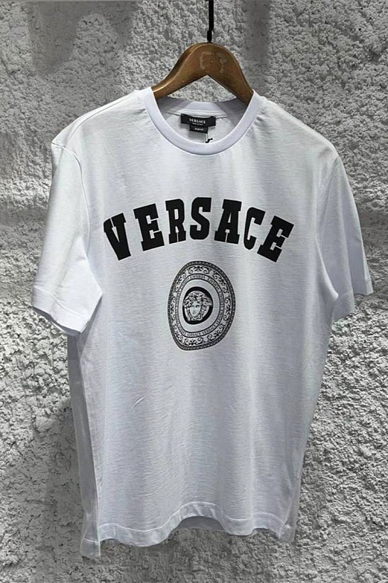 Мужская белая футболка Versace logo-print Medusa