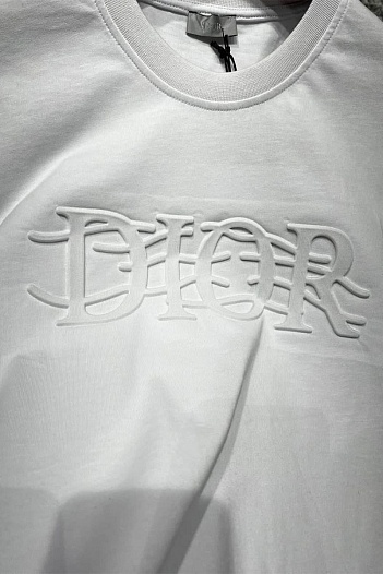 Коричневая оверсайз футболка Dior logo embossed   