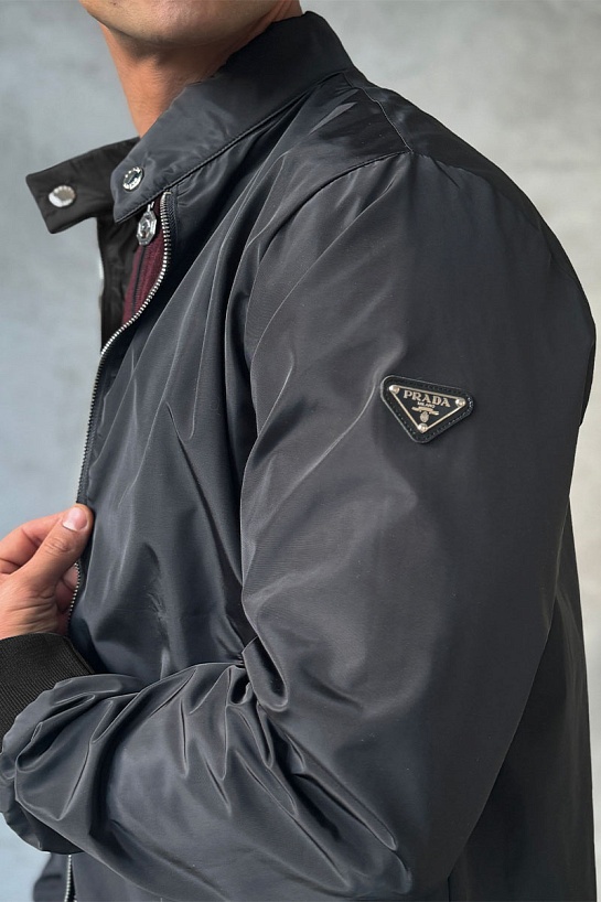 Двусторонняя ветровка Prada logo-plaque - Black / Grey