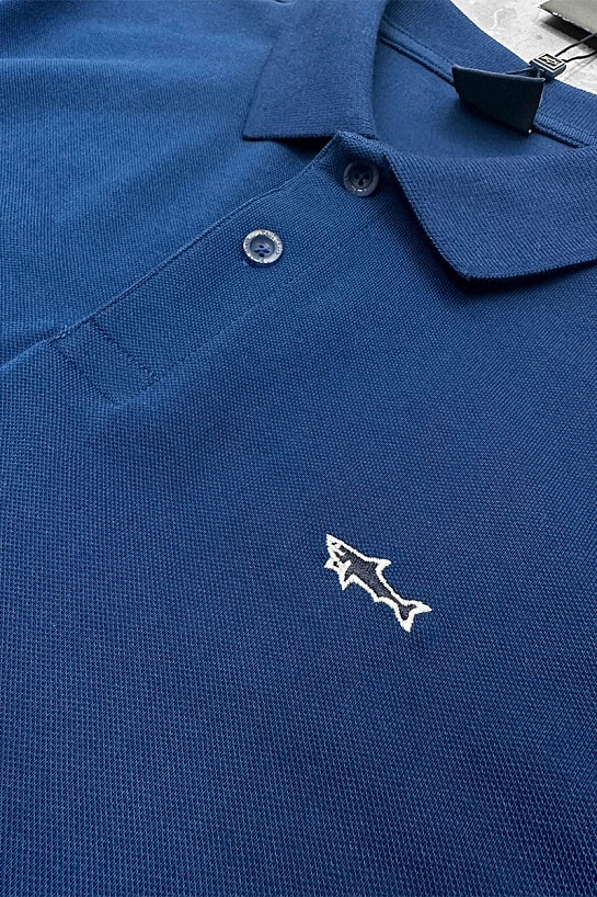 Синее поло Paul & Shark logo-embroidered