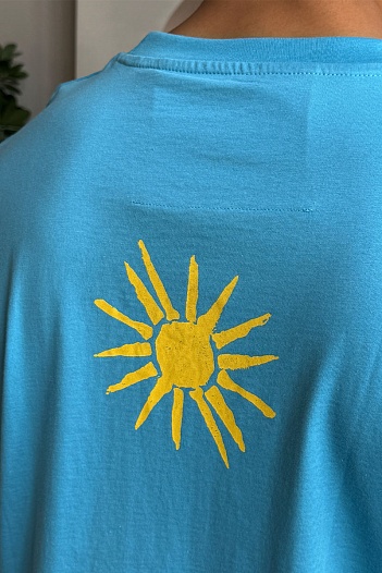 Голубая оверсайз футболка Givenchy 4G Sun Print   