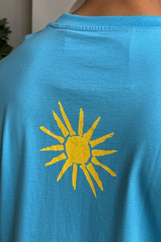 Голубая оверсайз футболка Givenchy 4G Sun Print