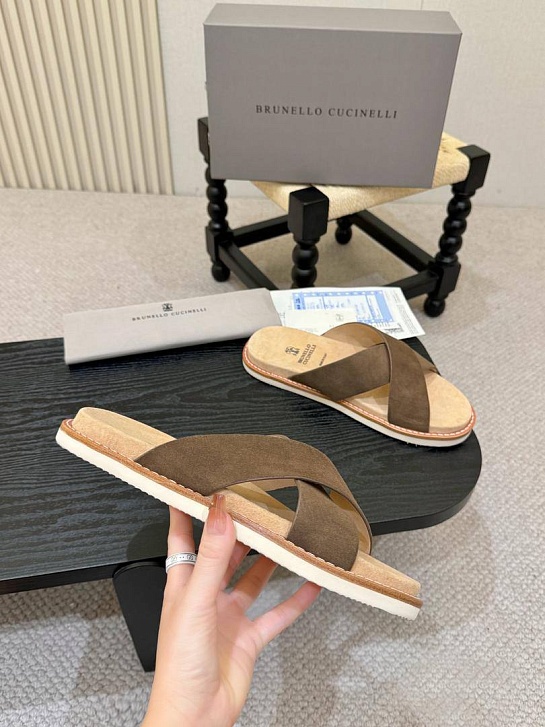 Замшевые шлёпанцы Brunello Cucinelli Crossover