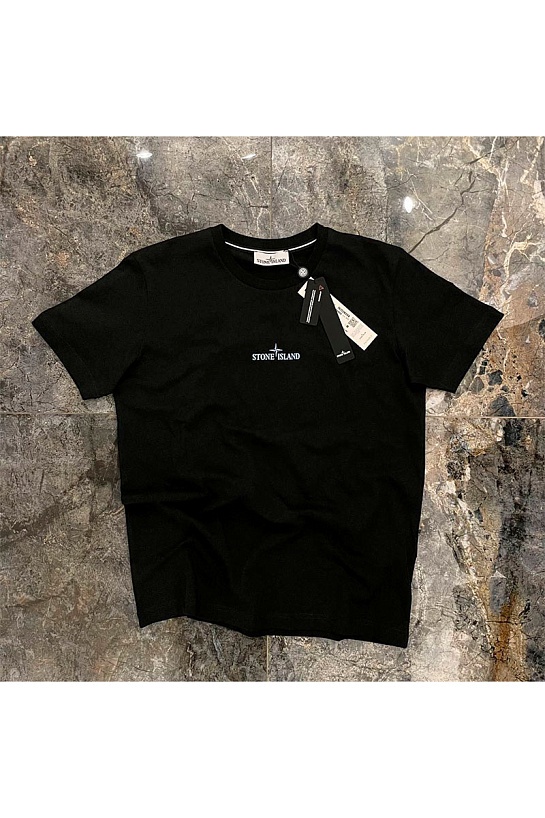 Мужская чёрная футболка Stone Island logo-print