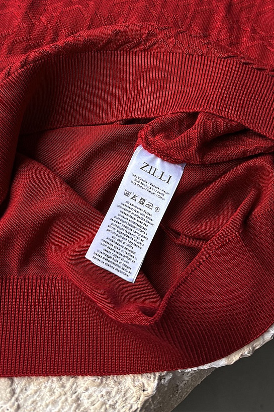 Мужское поло красного цвета Zilli zip neck
