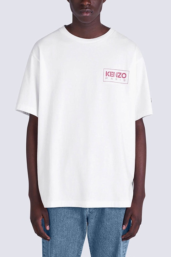 Белая мужская футболка Kenzo Paris logo-print