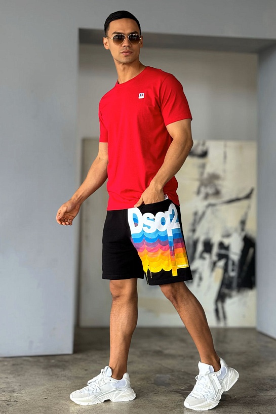 Чёрные мужские шорты Dsquared2 logo-print