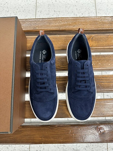 Мужские замшевые кроссовки Loro Piana Newport - Navy   