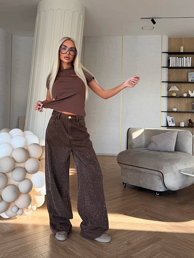 Женские джинсы со стразами Schiaparelli premium   