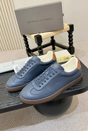 Кожаные кроссовки Brunello Cucinelli low-top - Blue   