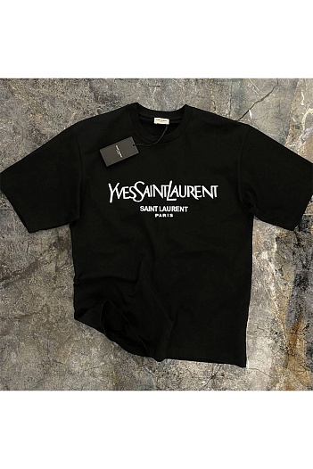 Чёрная оверсайз футболка Yves Saint Laurent Paris   