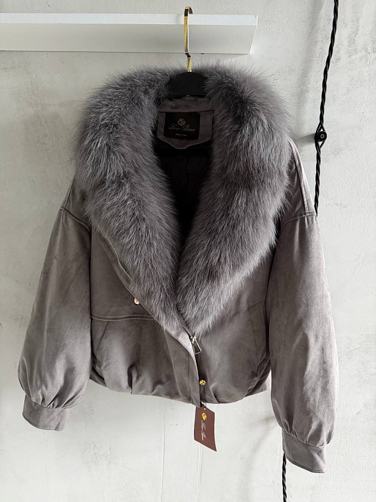 Женский бомбер с натуральным мехом Loro Piana premium