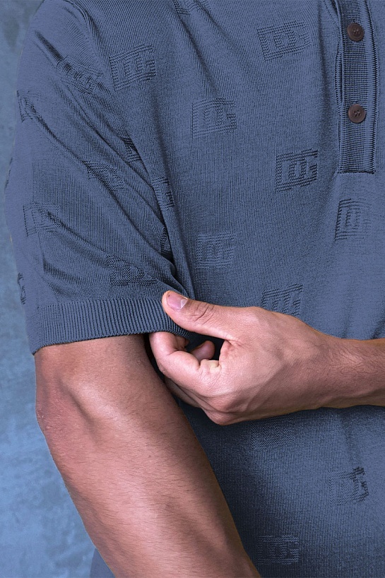 Мужское поло Dolce & Gabbana monogram all-over - Indigo